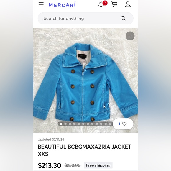 REDUCED!!BCBG MaxAzria periwinkle blue casual jacket! Size XXS - Picture 11 of 17